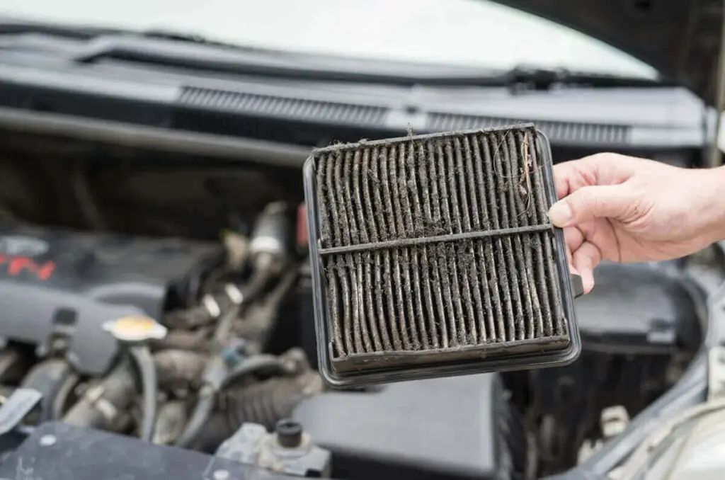 car engine losing power due to clogged air filter