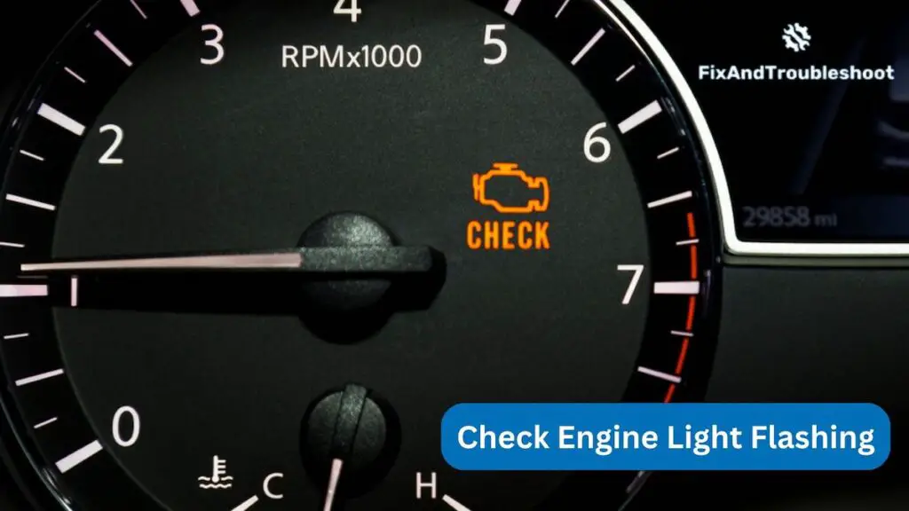 check engine light flashing on a car dashboard